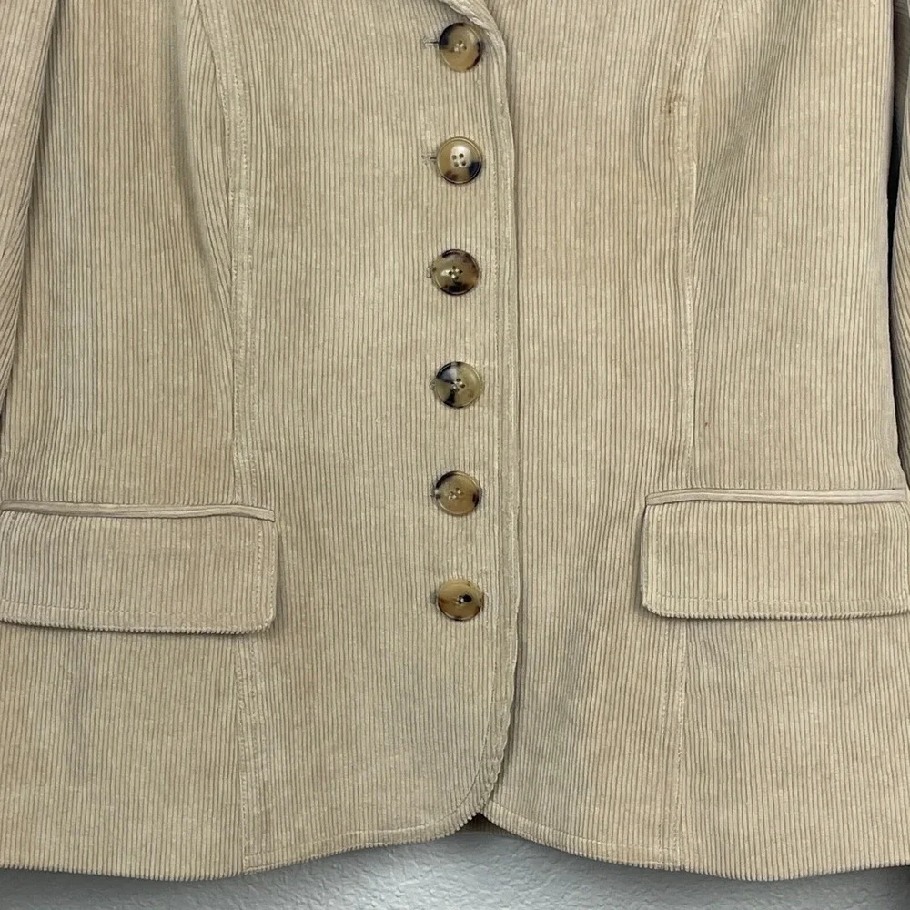 Jenne Maac Corduroy Jacket Womens M/8 Tan Button Closure Lined‎ Vintage USA Y2K